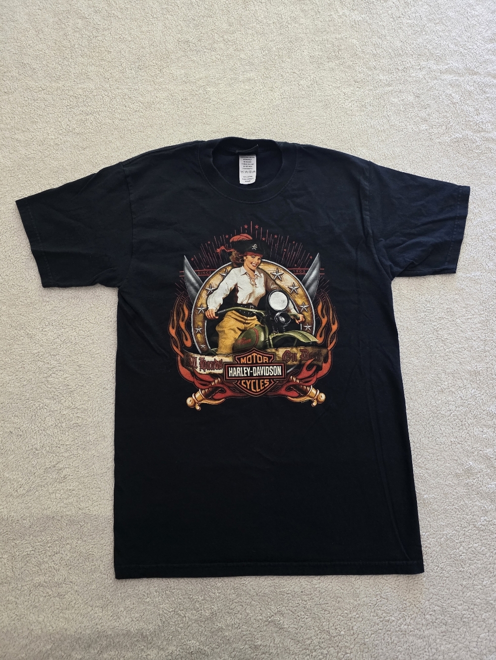 Harley-Davidson Yosemite Merced CA Pin-Up Biker Graphic Tee, Men's Size Medium
